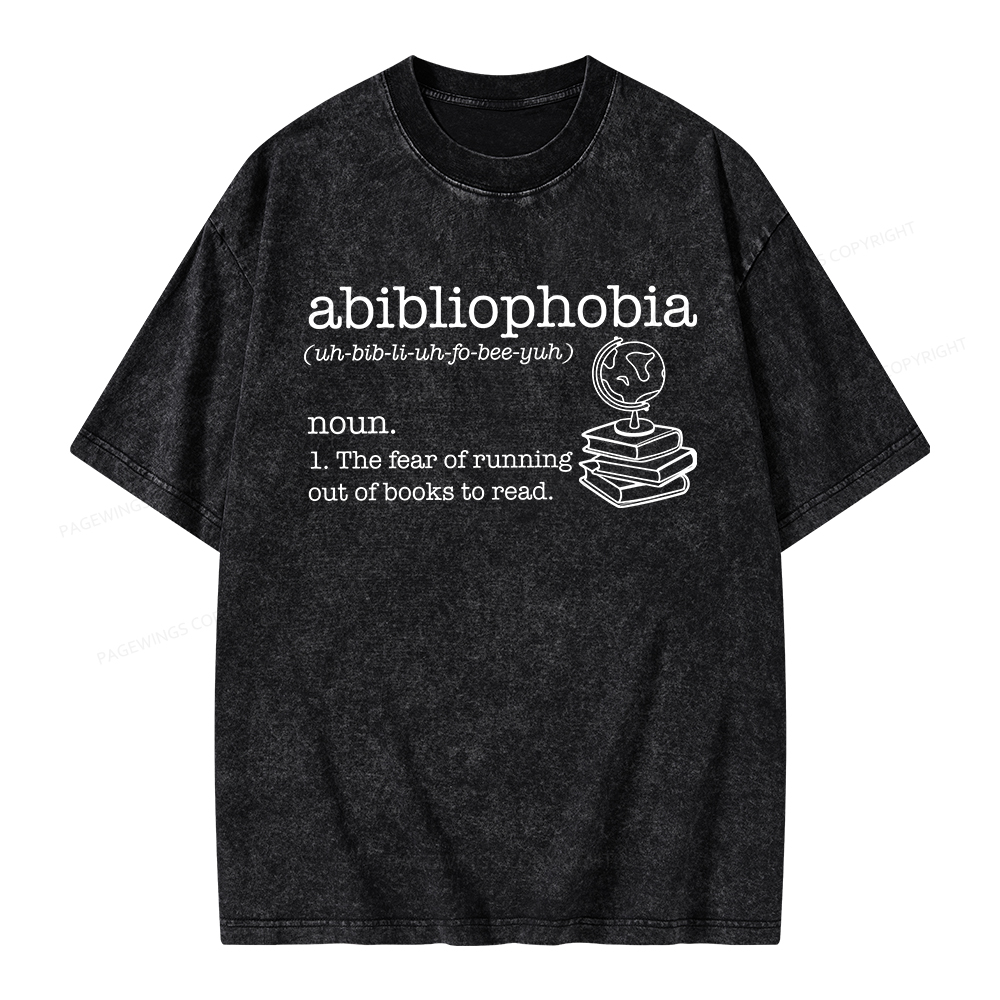 Pagewings Abibliophobia Unisex Washed T-shirt