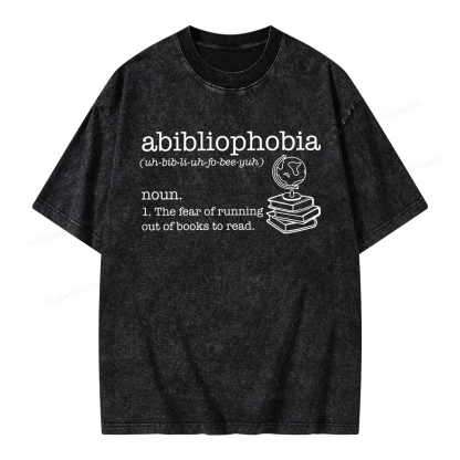 Pagewings Abibliophobia Unisex Washed T-shirt