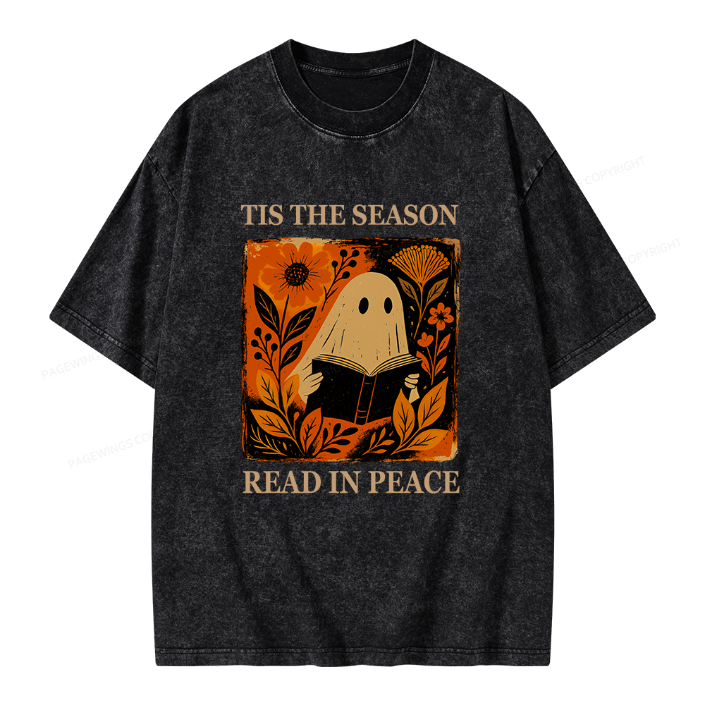 Pagewings Tis The Season Read In Peace Unisex Washed T-shirt
