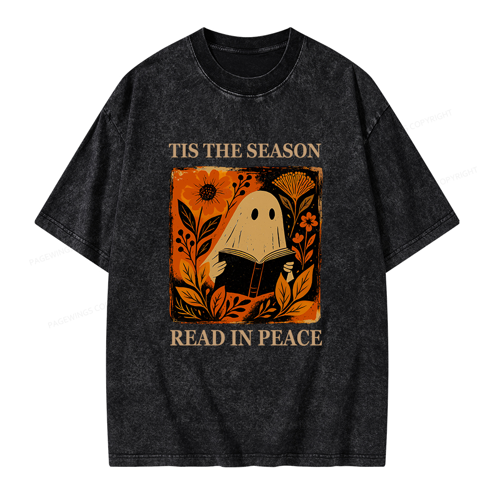 Pagewings Tis The Season Read In Peace Unisex Washed T-shirt
