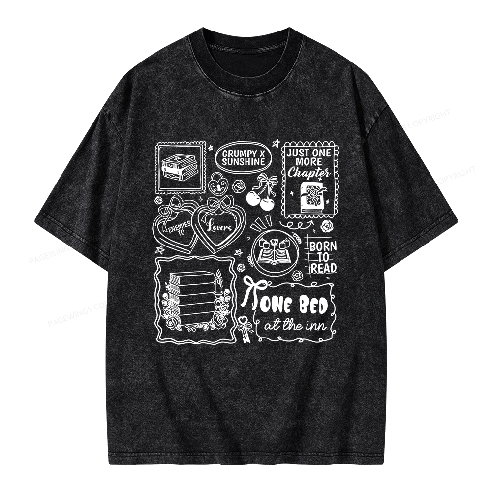 Pagewings Romance Book Lover Unisex Washed T-shirt