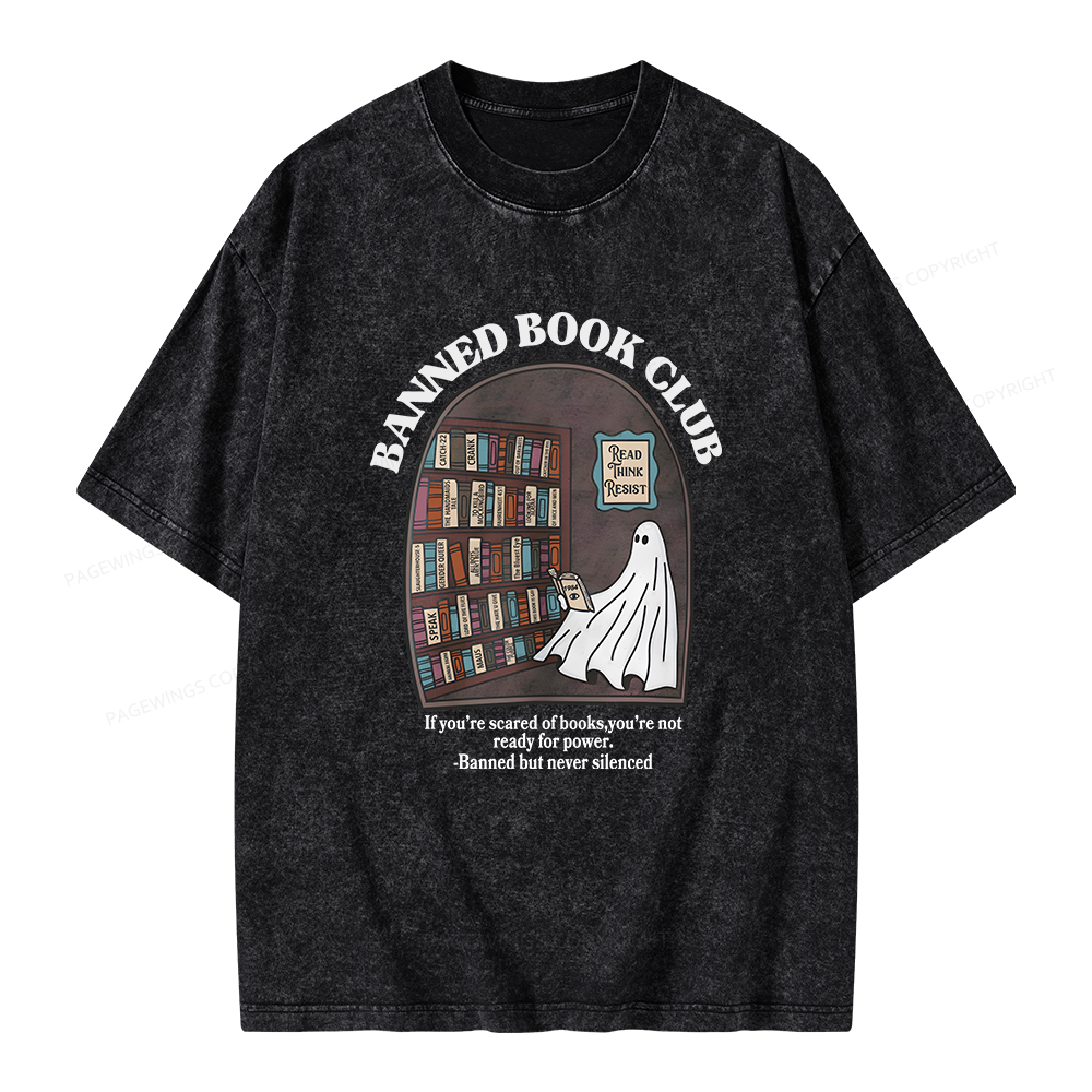 Pagewings Banned Book Club Unisex Washed T-shirt