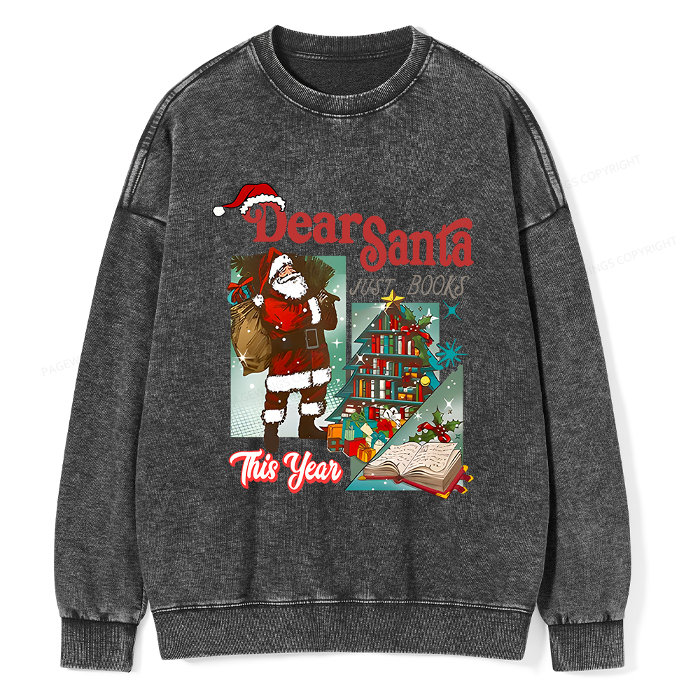 Pagewings Christmas Santa Reader Holiday Unisex Washed Sweatshirt
