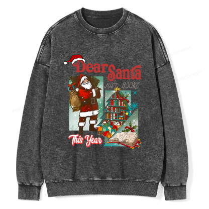 Pagewings Christmas Santa Reader Holiday Unisex Washed Sweatshirt