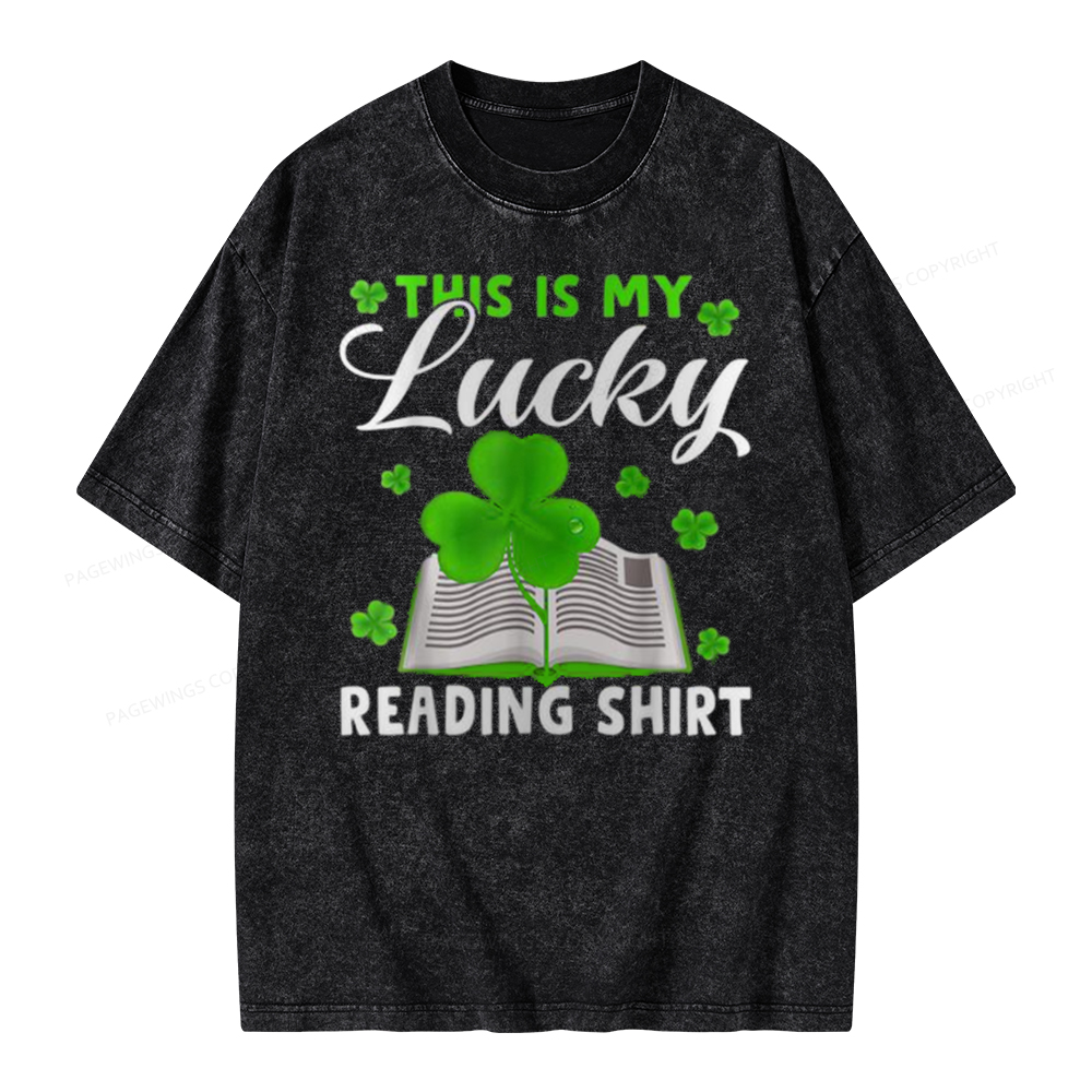 Pagewing Lucky Reading St Patricks Day Book Lover Unisex Washed T-shirt