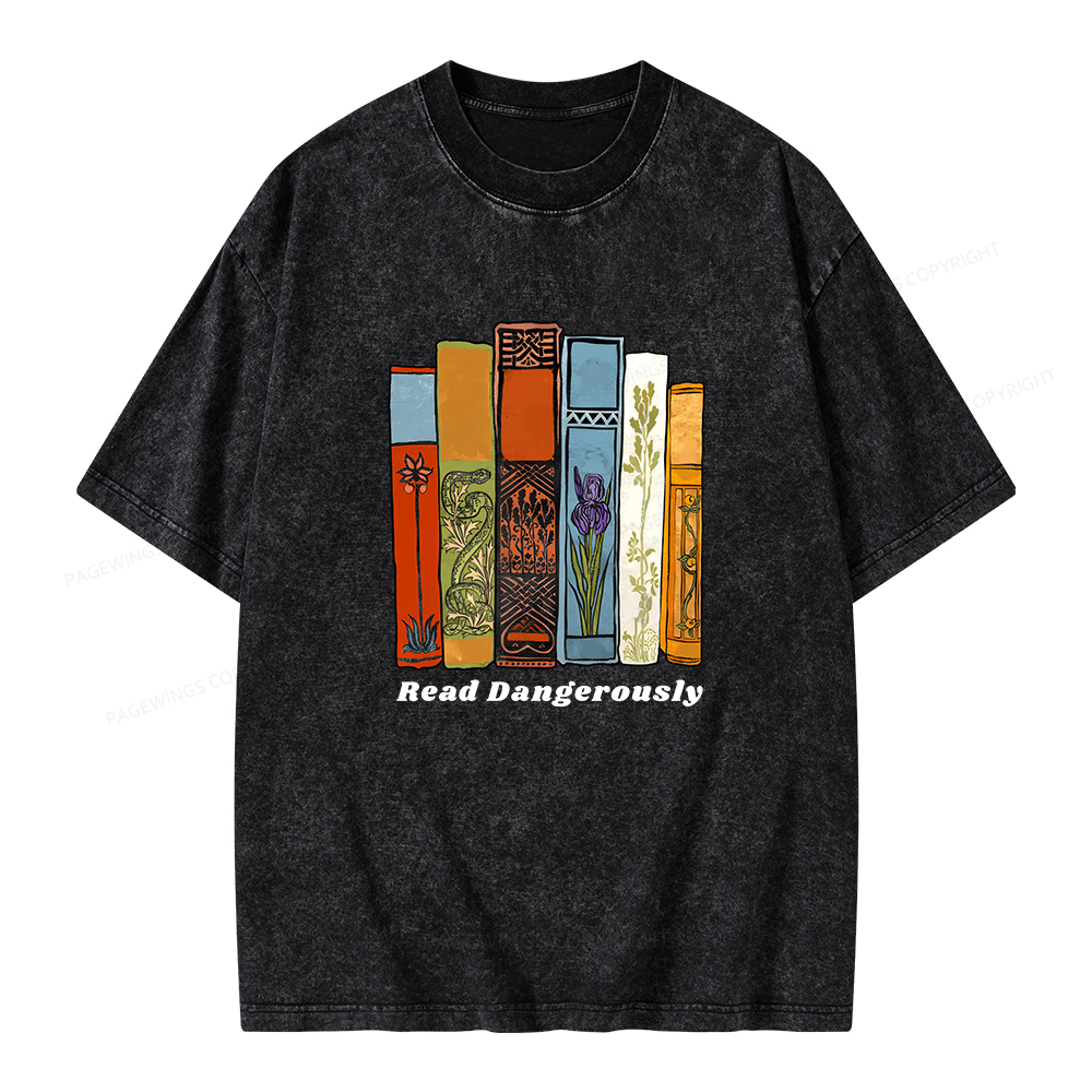Pagewings Read Dangerously Unisex Washed T-shirt