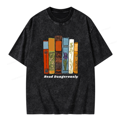 Pagewings Read Dangerously Unisex Washed T-shirt