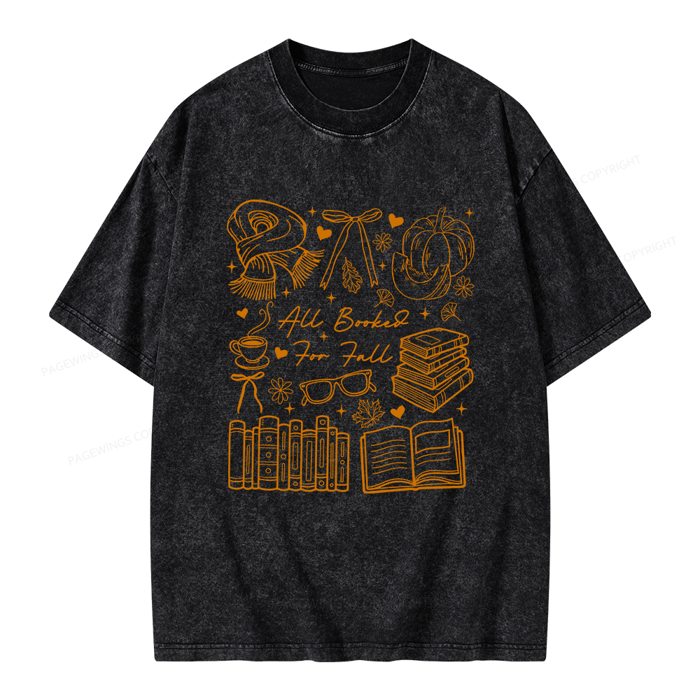 Pagewings All Booked for Fall Unisex Washed T-shirt