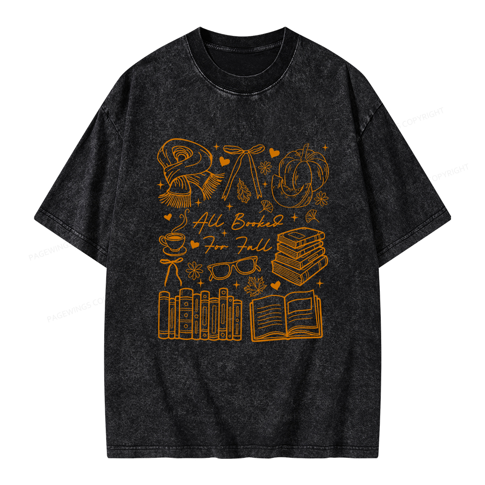 Pagewings All Booked for Fall Unisex Washed T-shirt