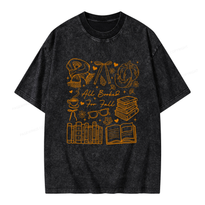 Pagewings All Booked for Fall Unisex Washed T-shirt