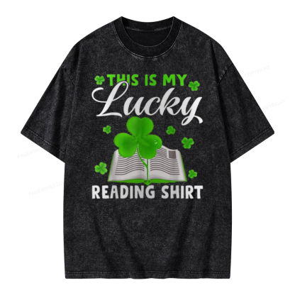 Pagewing Lucky Reading St Patricks Day Book Lover Unisex Washed T-shirt