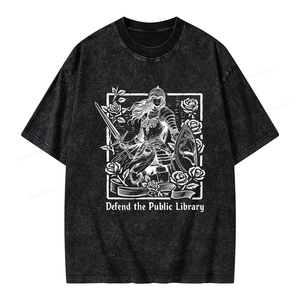 Pagewings Defend The Public Library Unisex Washed T-shirt