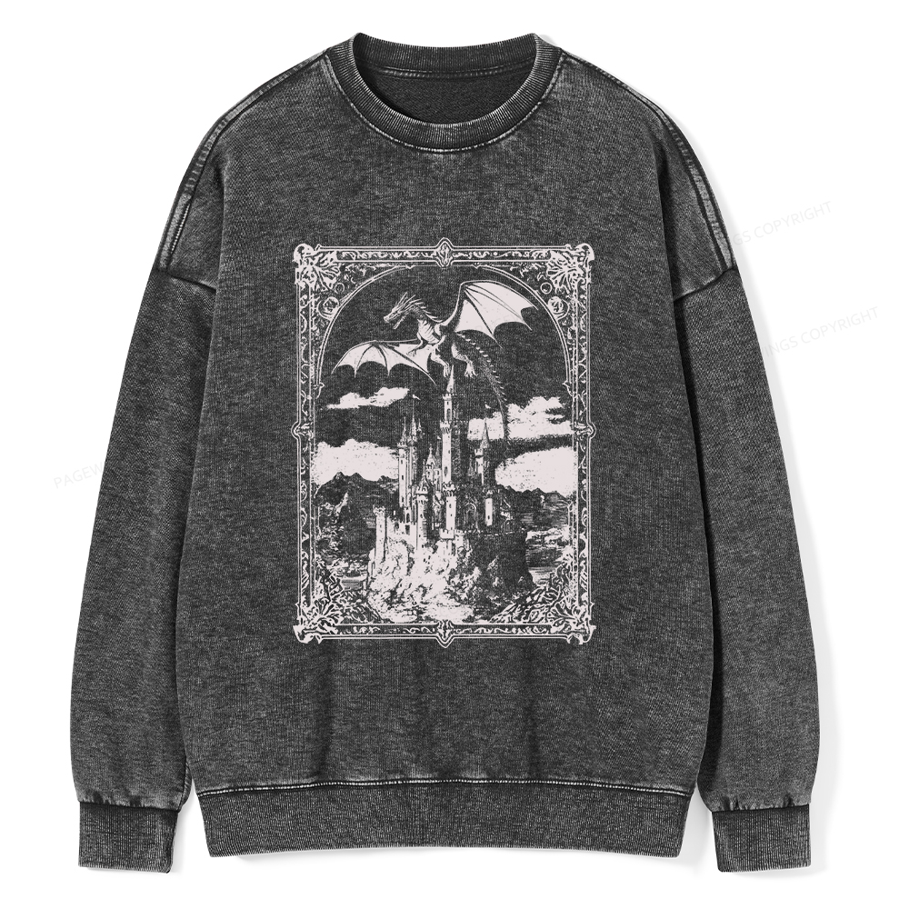 Pagewings Vintage Dragon Unisex Washed Sweatshirt