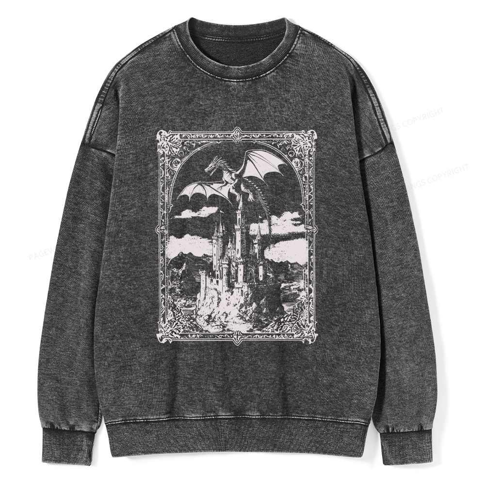 Pagewings Vintage Dragon Unisex Washed Sweatshirt