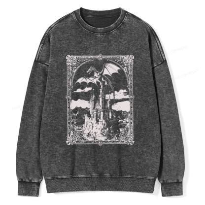 Pagewings Vintage Dragon Unisex Washed Sweatshirt
