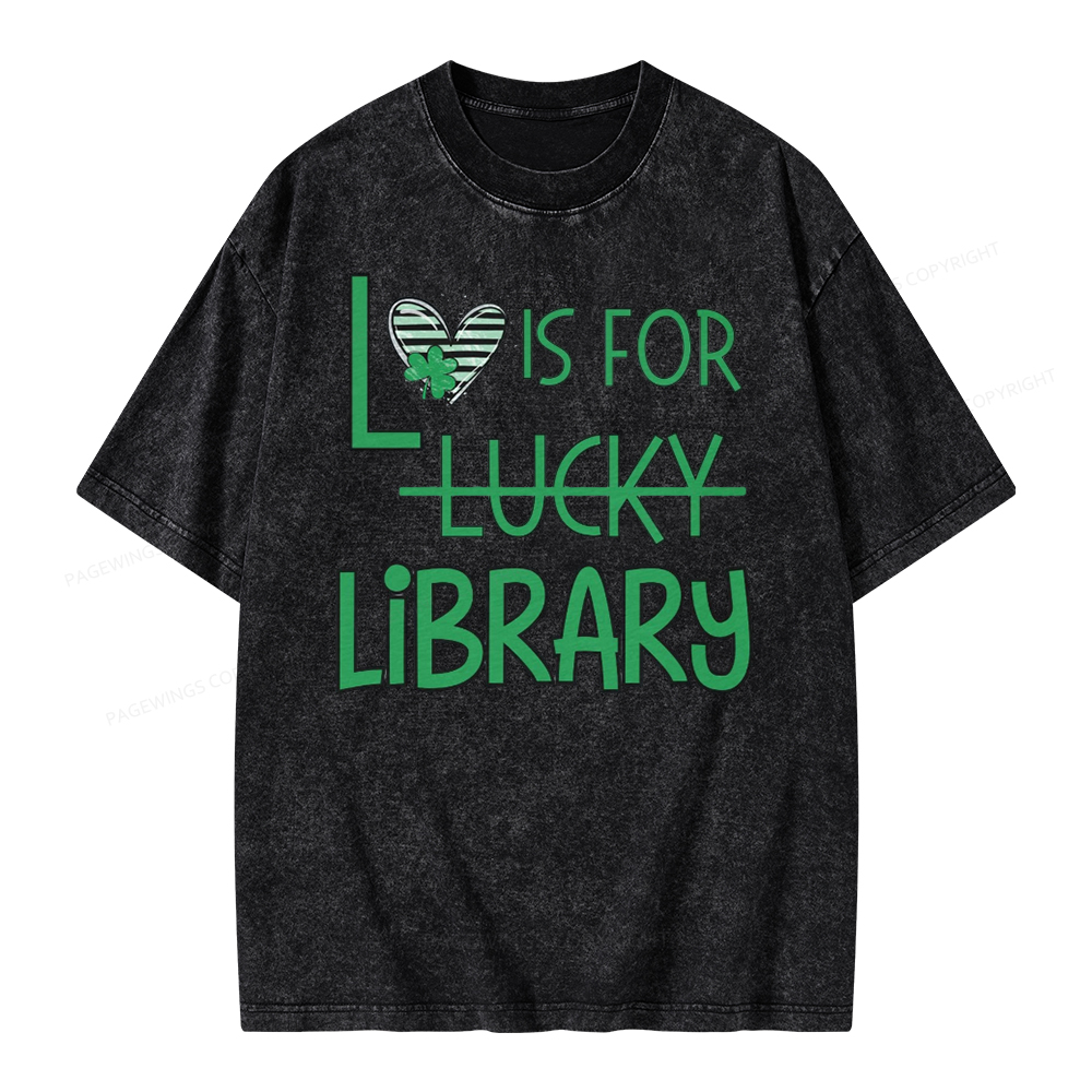 Pagewing St Patricks Day Librarian Tshirt Shirt Unisex Washed T-shirt