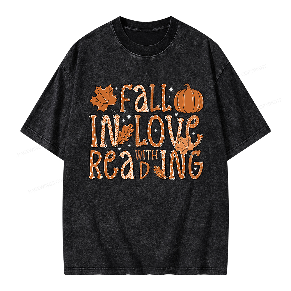 Pagewings Fall In Love With Reading Unisex Washed T-shirt