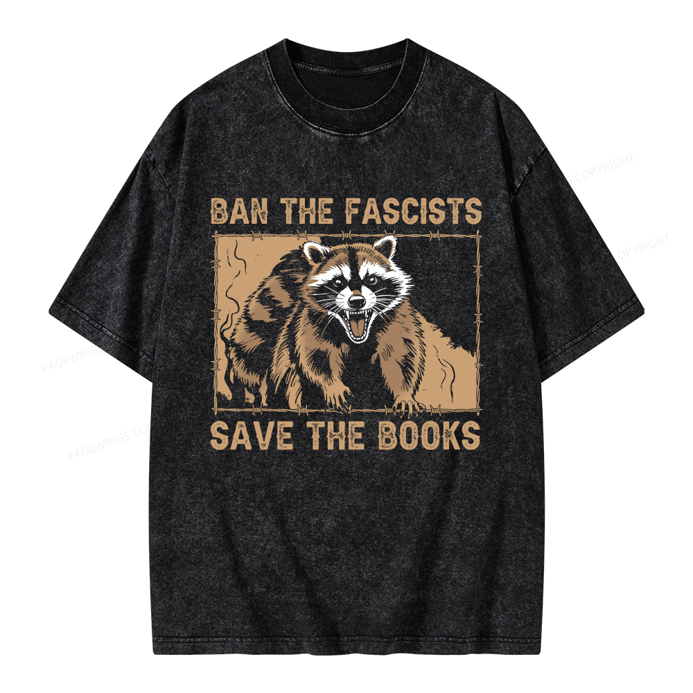 Pagewings Ban The Fascists Save The Books Unisex Washed T-shirt