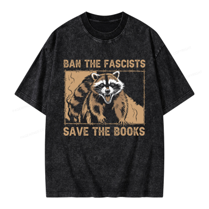 Pagewings Ban The Fascists Save The Books Unisex Washed T-shirt