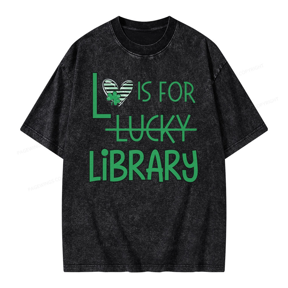 Pagewing St Patricks Day Librarian Tshirt Shirt Unisex Washed T-shirt