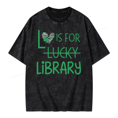 Pagewing St Patricks Day Librarian Tshirt Shirt Unisex Washed T-shirt