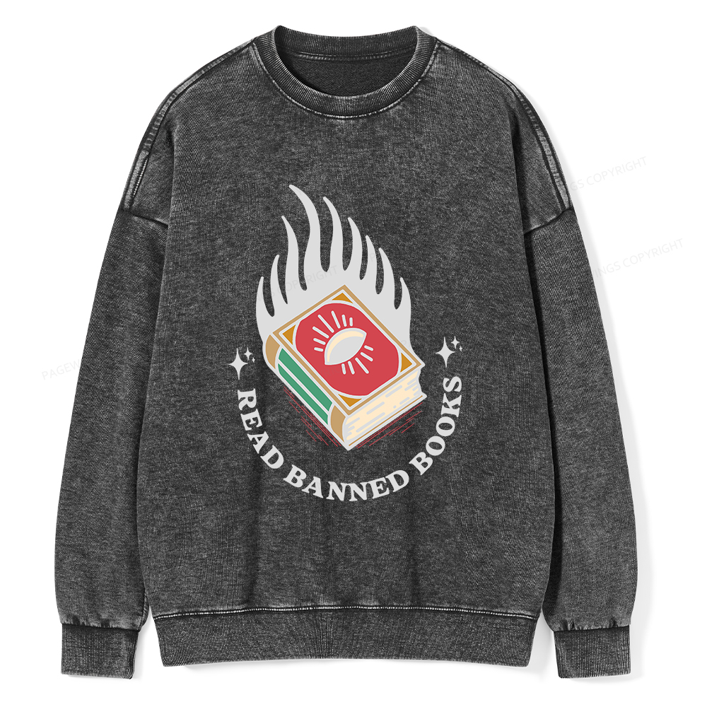 Pagewings Read Banned Books Unisex Washed Sweatshirt