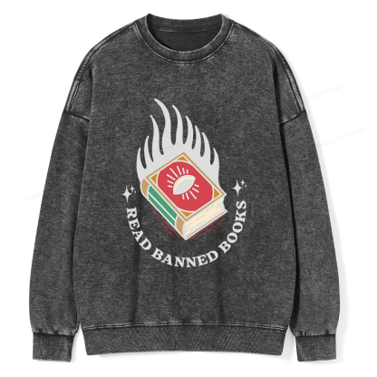 Pagewings Read Banned Books Unisex Washed Sweatshirt
