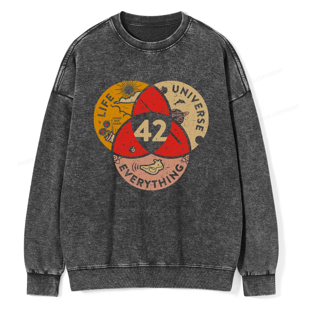 Pagewings 42 The Answer To Life The Universe And Everything Unisex Washed Sweatshirt