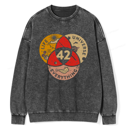 Pagewings 42 The Answer To Life The Universe And Everything Unisex Washed Sweatshirt