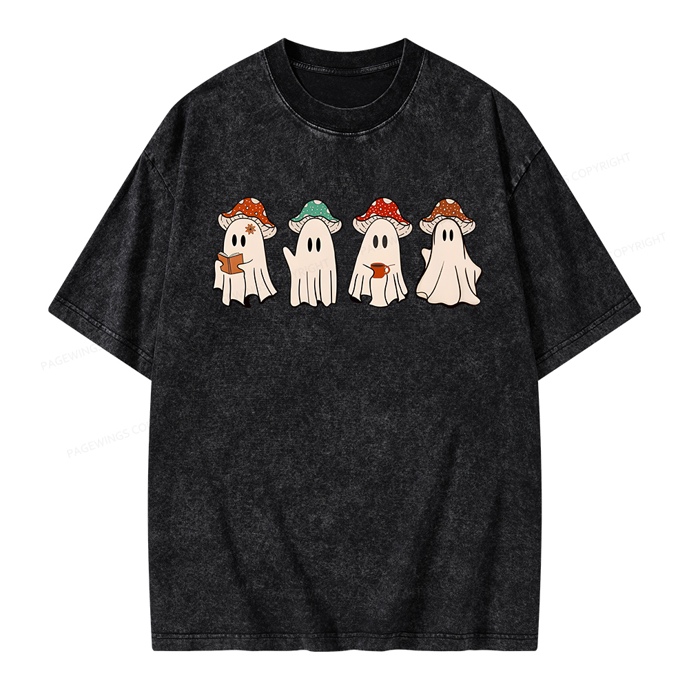 Pagewings Ghostly Bookworm Unisex Washed T-shirt