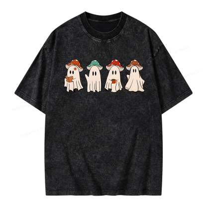 Pagewings Ghostly Bookworm Unisex Washed T-shirt
