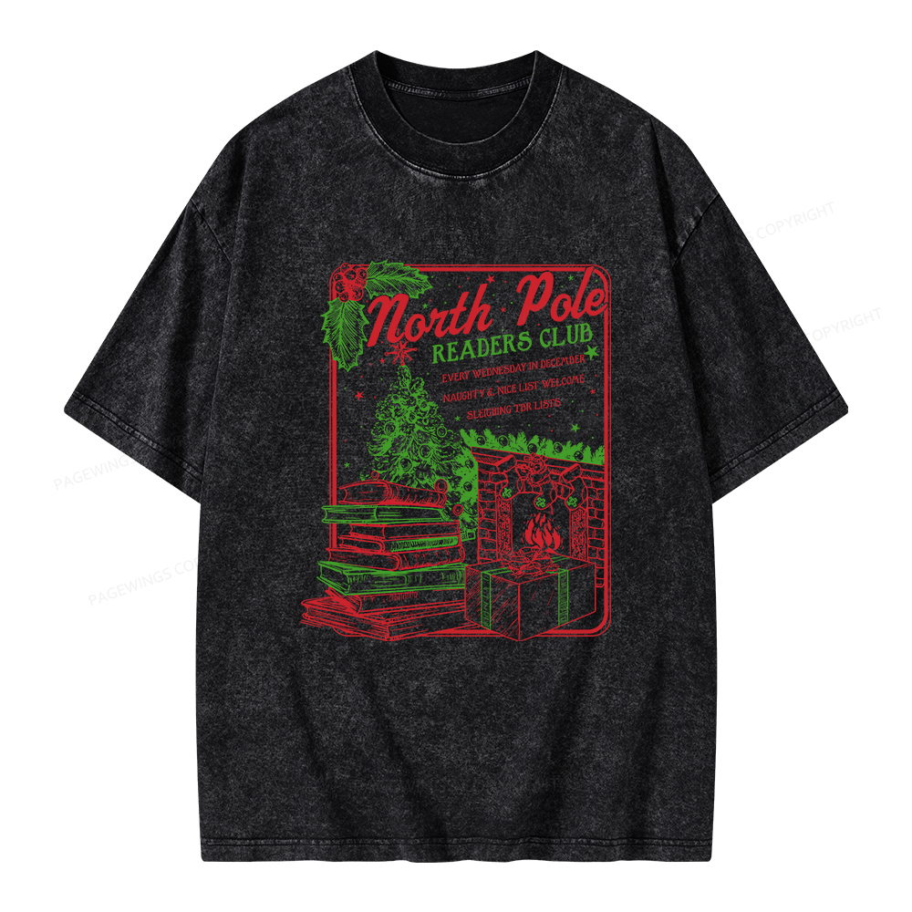 Pagewings Bookish Christmas Unisex Washed T-shirt
