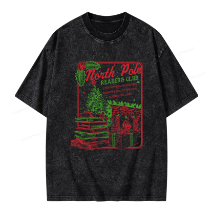 Pagewings Bookish Christmas Unisex Washed T-shirt