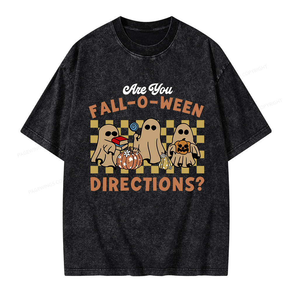 Pagewings Are You Fall-O-Ween Directions Unisex Washed T-shirt