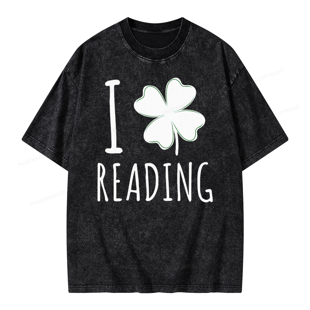 Pagewing St Patricks Day Book Lover Shirt Unisex Washed T-shirt