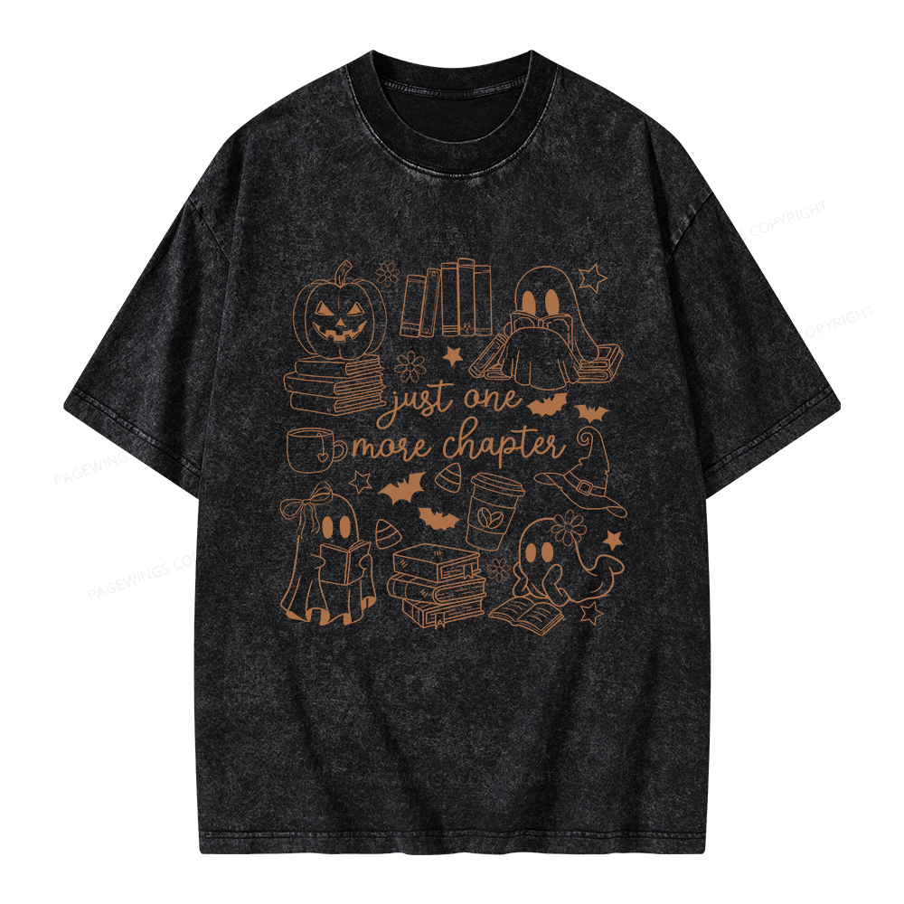 Pagewings Just One More Chapter Ghost Books Unisex Washed T-shirt