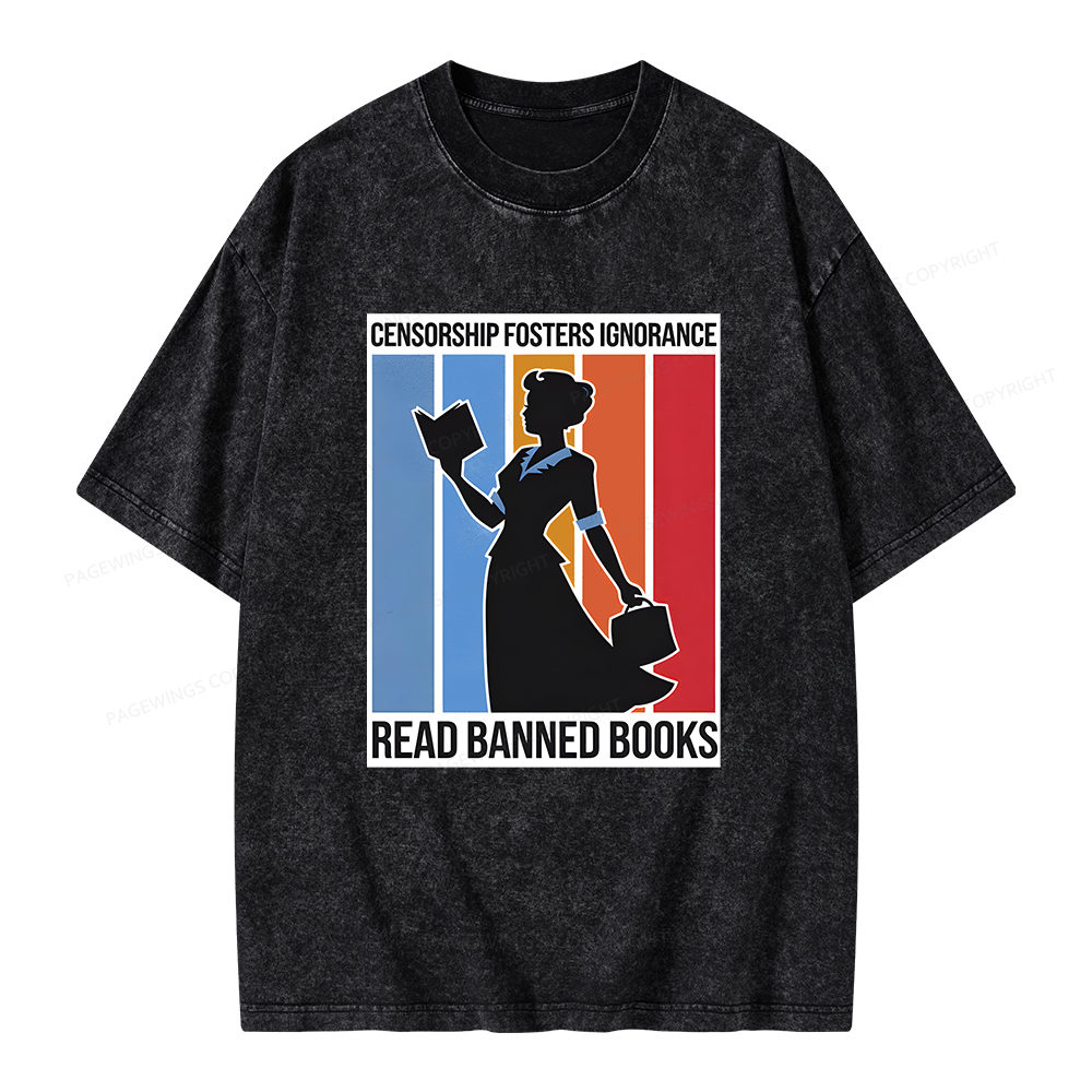 Pagewings Read Banned Books Unisex Washed T-shirt