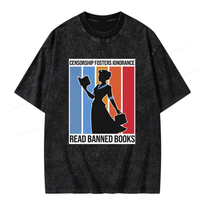 Pagewings Read Banned Books Unisex Washed T-shirt