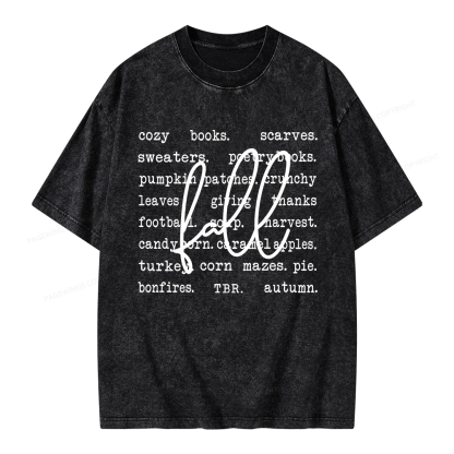 Pagewings Fall Cozy Season Book Lover Unisex Washed T-shirt