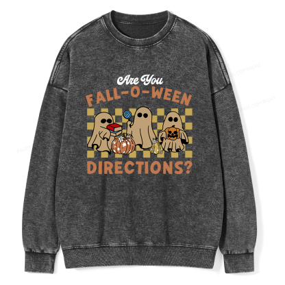 Pagewings Are You Fall-O-Ween Directions Unisex Washed Sweatshirt