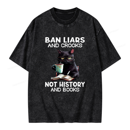 Pagewings Ban Liars And Crooks Not History And Books Unisex Washed T-shirt