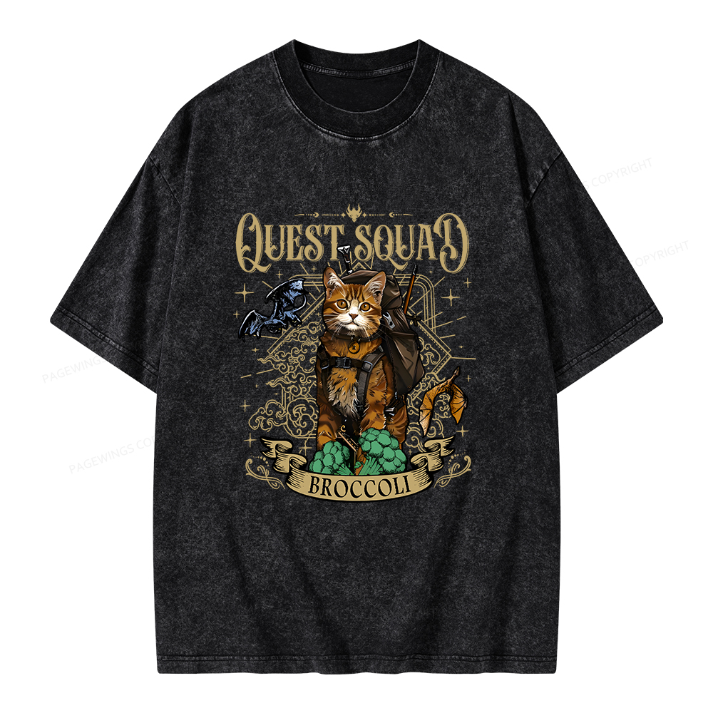 Pagewings Quest Squad Broccoli Unisex Washed T-shirt