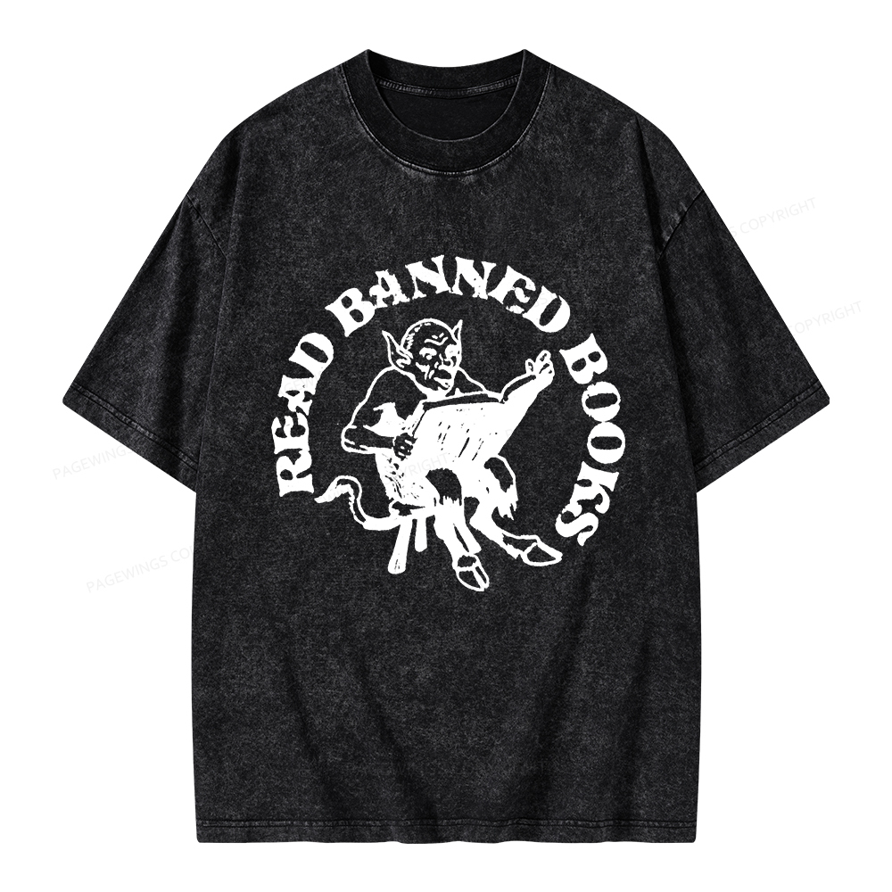 Pagewings Read Banned Books Unisex Washed T-shirt