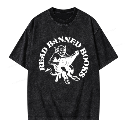 Pagewings Read Banned Books Unisex Washed T-shirt