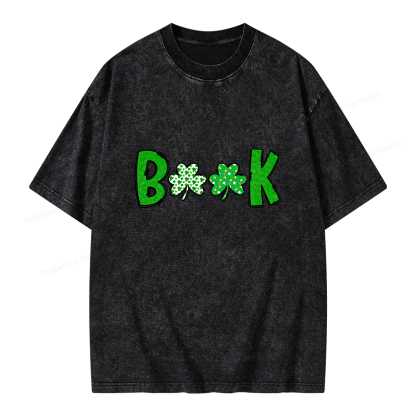 Shamrock Book St Patricks Day Unisex Washed T-shirt