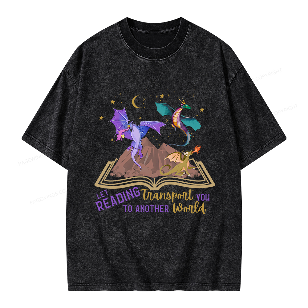 Pagewings Let Reading Transport You To Another World Unisex Washed T-shirt