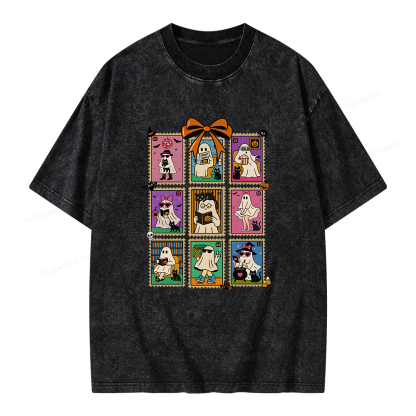 Pagewings Halloween Ghost Unisex Washed T-shirt