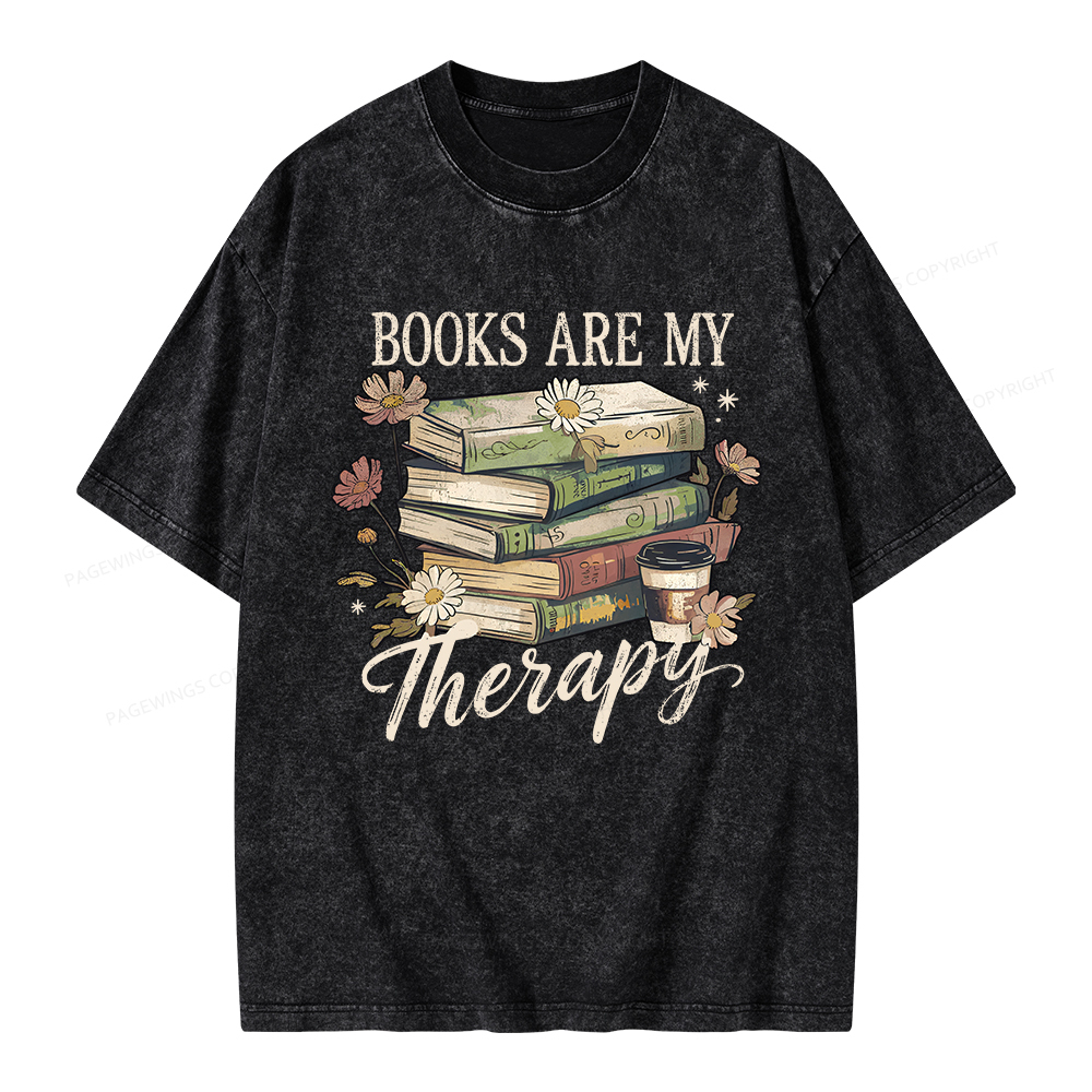 Pagewings Books Are My Therapy Unisex Washed T-shirt