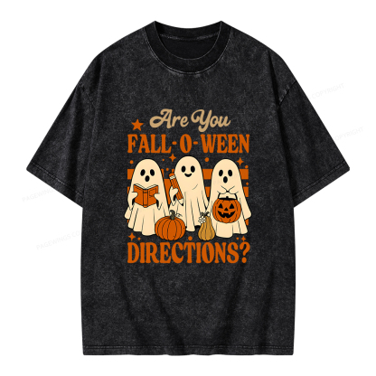 Pagewings Are You Fall O Ween Directions Unisex Washed T-shirt