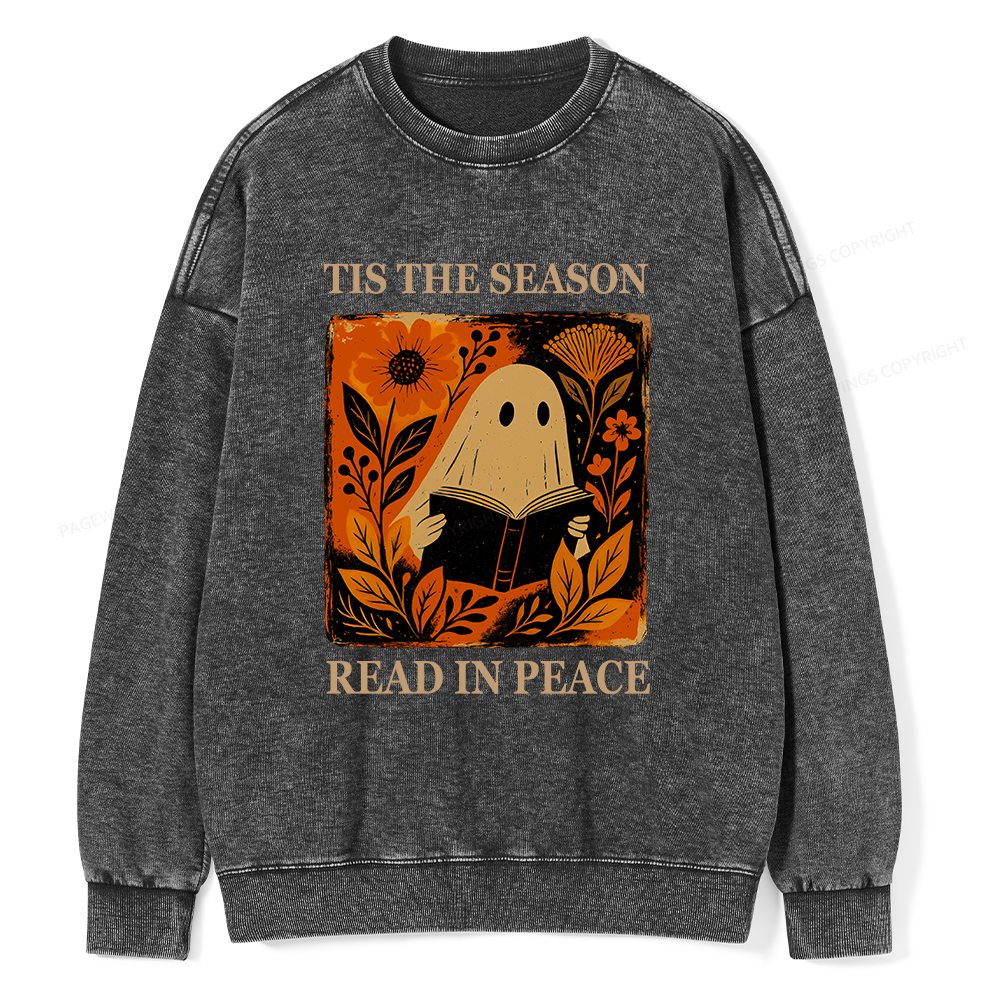 Pagewings Tis The Season Read In Peace Unisex Washed Sweatshirt